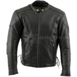 Xelement B7201 ‘Speedster’ Men’s Black Top Grade Leather Motorcycle jacket with Zip-Out Lining