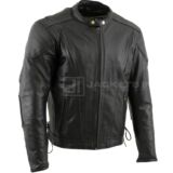Xelement B7201 ‘Speedster’ Men’s Black Top Grade Leather Motorcycle jacket with Zip-Out Lining