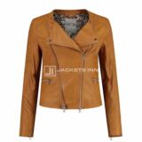 Yellow leather jacket for Women`s