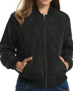Zeagoo Women Classic Solid Biker jacket Zip up Bomber jacket Coat