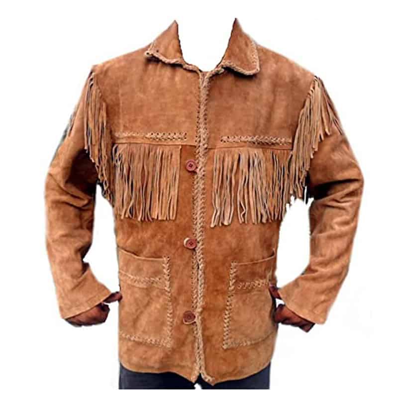 Western Leather Fringes Style Mens Coat