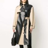 rokh two-tone leather trench coat