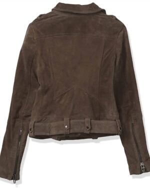 Womens Luxury Clothing Cropped Suede Leather Motorcycle jacket