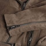 Womens Luxury Clothing Cropped Suede Leather Motorcycle jacket