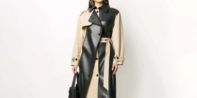 ROKH-TWO-TONE-LEATHER-TRENCH-COAT